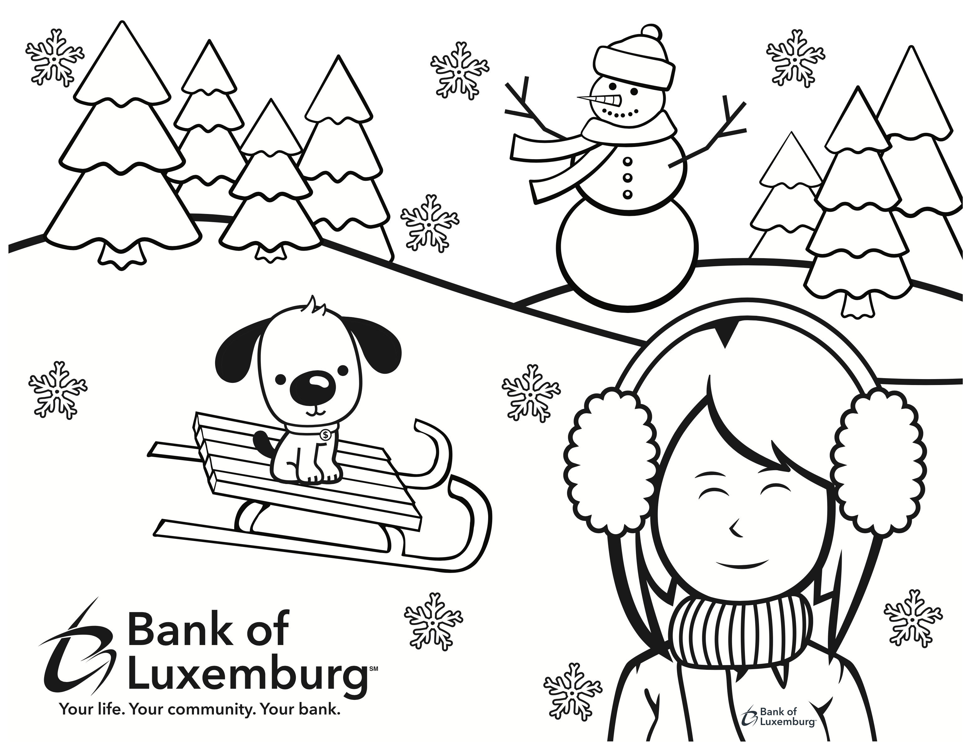 Winter coloring book page