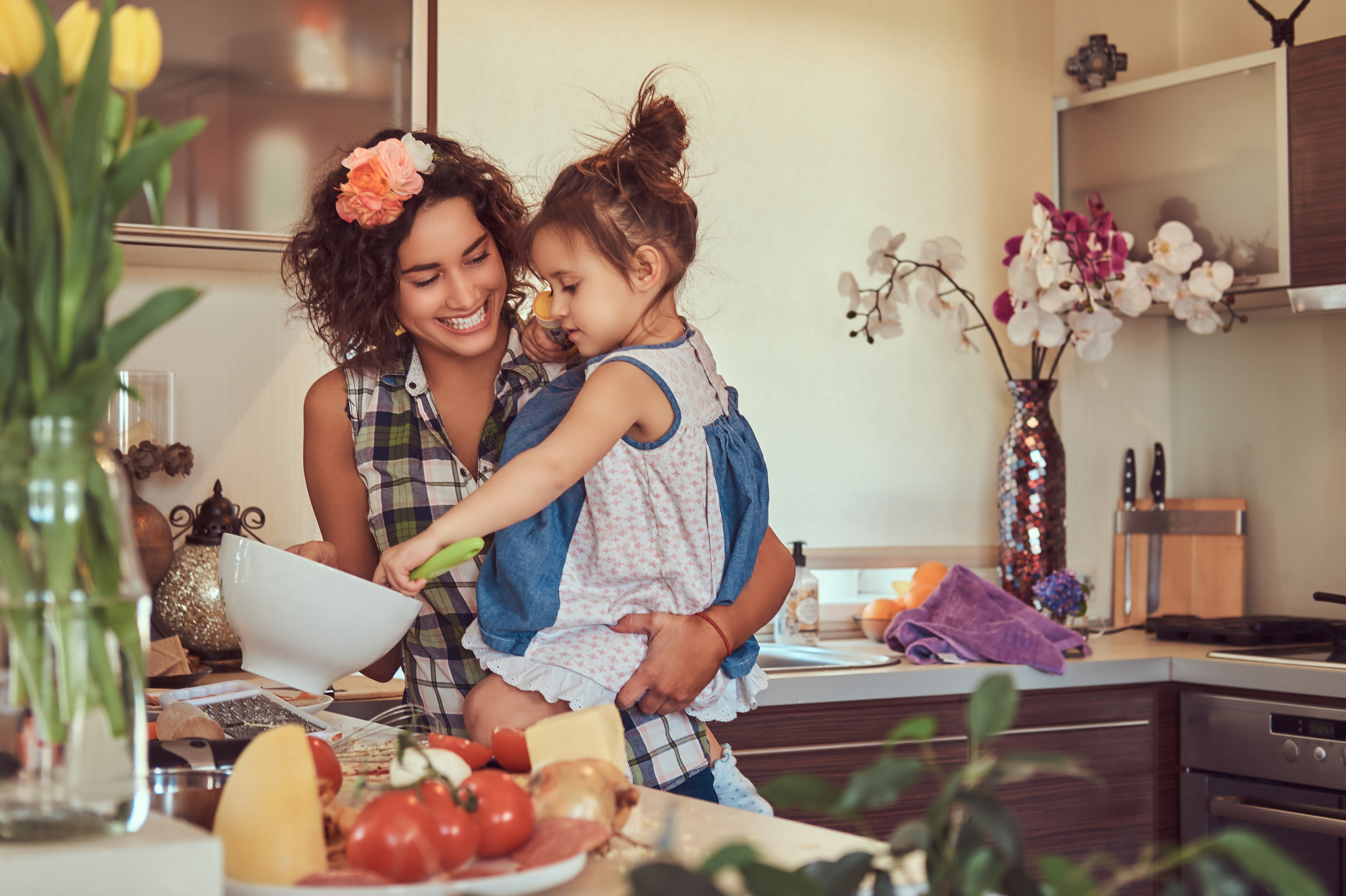 Mother and Daughter Cooking